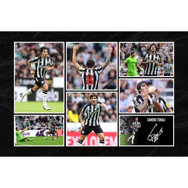 RJR PRINTS Sandro Tonali - Newcastle United Signed 12x8 Inch