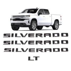 4pcs Nameplate Letters Emblems 3D Letters Badges Compatible with 2019-2024 Silverado LTZ LT Parts 84300948 (Glossy Black with LT)