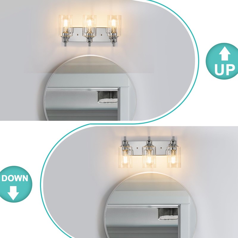 ALAISLYC 3-Light Bathroom Light Fixtures Modern Chrome Vanity Lights for