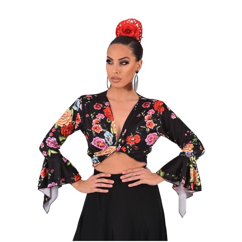 Top Bolero de Tejido elástico, Cruzado y de Mangas con