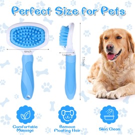 Kacctyen Silicone Dog Bath and Grooming Brush with Handle for Short and Long Hair Pet Deshedding and Massage