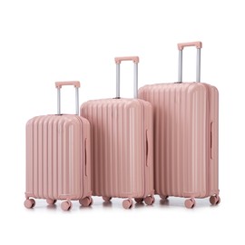 Heemab Convenient Travel with Spinner Wheel Luggage, Built-in USB Port and Cup Holder, Modern Design, Pink