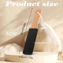 2PCS Foot File,Pumice Stone for Feet,Double Sided Foot File with Wooden Handle, Foot Scraper, Hard Skin Remover Foot,Dry Skin Remover Feet,Eliminates Corns and Calluses