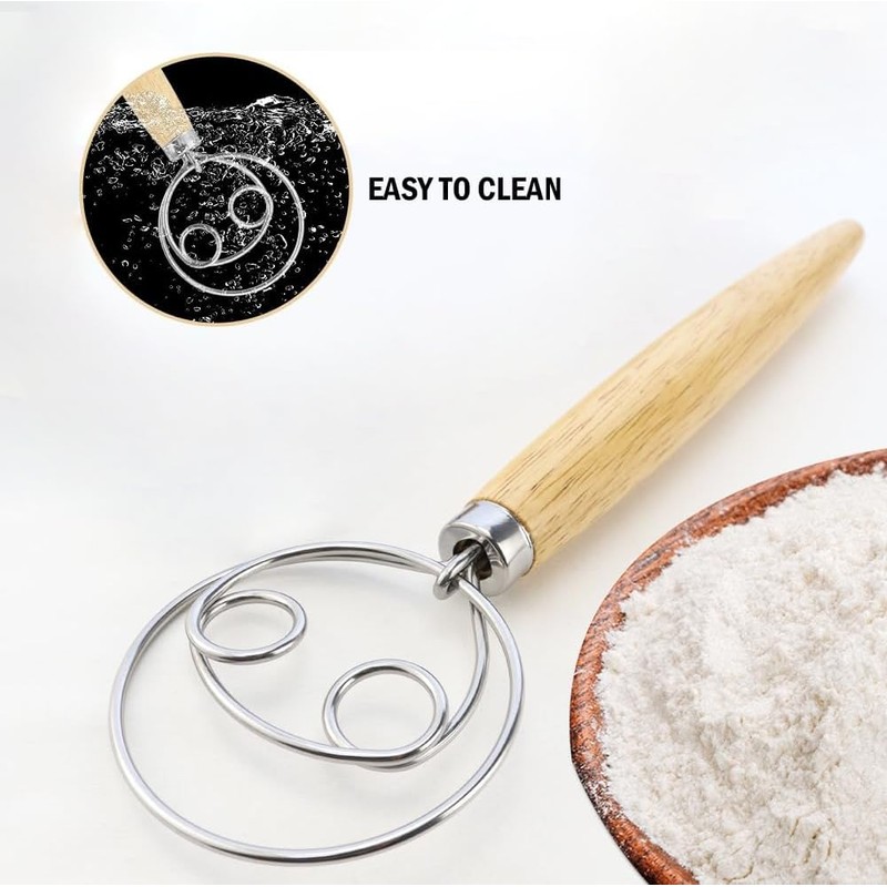 Professional dough whisk, bread dough whisk, dough whisk, double holes,