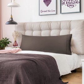 PiccoCasa Dakimakura Cover, 100% Cotton, Zippered Type, Cool Pillowcase, Life Size, Nordic, Solid, Breathable, Large, Gentle on Sensitive Skin, Long, Cotton, 55.1 x 19.7 inches (140 x 50 cm), 1 Piece Coffee