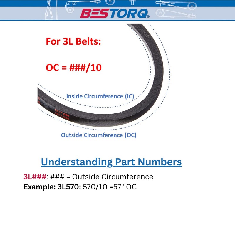 BESTORQ 3L285 V-Belt, Classic Wrapped Rubber X3 V-Belt, Black, 28.5"