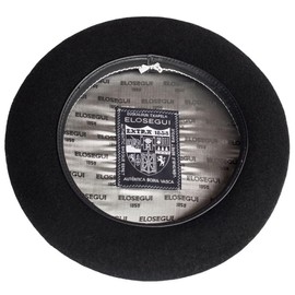 Elosegui Basque Beret 1858 Black 100% Merino Wool with Bathrobe, black