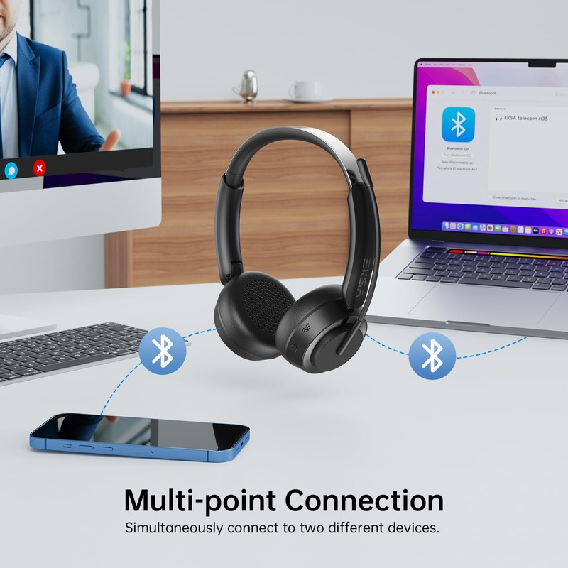 EKSA H35 Wireless Headset with Mic for Work, Bluetooth 5.4