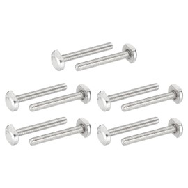 PATIKIL M6 x 45 mm T Slot Bolts, 10 Pcs 304 Stainless Steel Drop-in Bolt T Shape Stud Sliding Screw Metric Thread Hammer Head Bolt for T Track, Silver