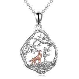 WINNICACA Wolf Necklace for Women Wolf Gifts Wolf and Women Necklace Wolf Pendant Jewelry for Women
