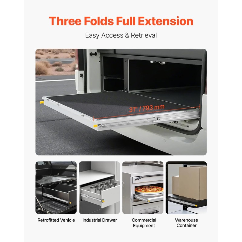 VEVOR Heavy Duty Drawer Slides, 1 Pair 30inch Locking Drawer