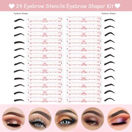 TEUVO Eyebrow Stencil Set for Beginners 3 Protocol Makeup, 24 Styles of Stencils, 1 Eyebrow Brush and 1 Razor Eyebrow, DIY Eyebrow Stencil Set for Women