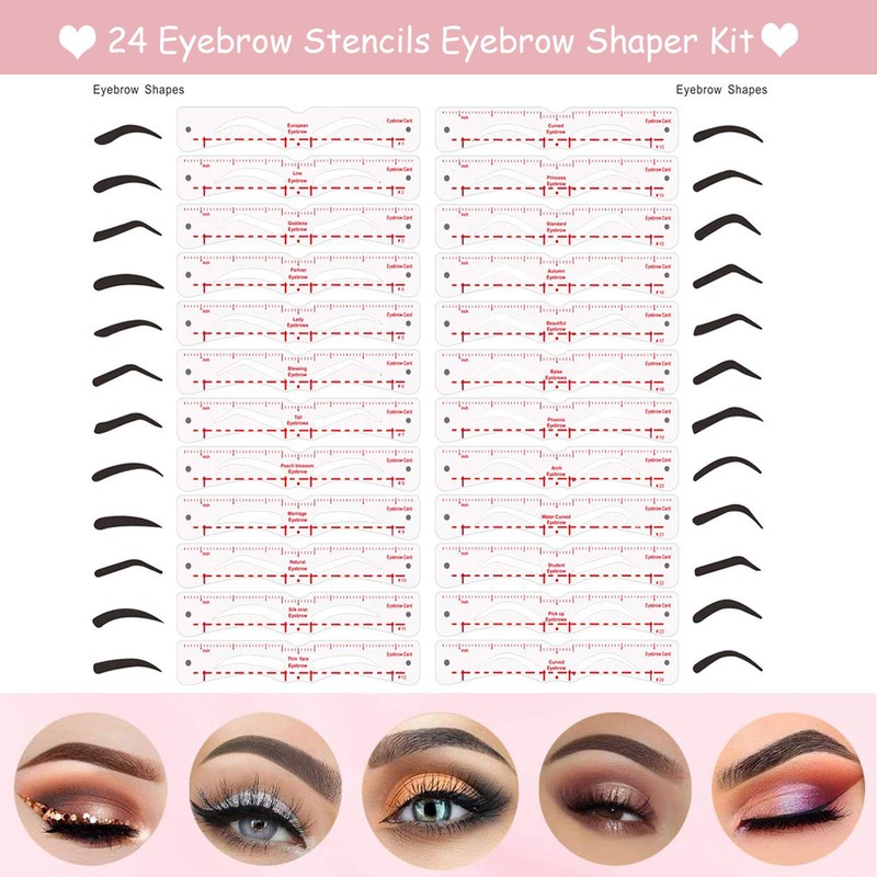 TEUVO Eyebrow Stencil Set for Beginners 3 Protocol Makeup, 24