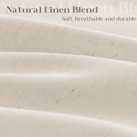 DUKIYO Beige Extra Long Linen Shower Curtain 84 Inch Long Neutral Bath Shower Curtain Set with Hooks XLong Tall Country Farmhouse Boho Drapes for Bathroom Bathtub Tan Beige 72x84 Drapes