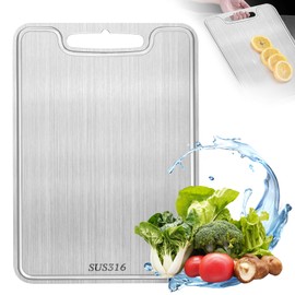 Tapvai Titan Chopping Board, 316 Stainless Steel Chopping Board, Kitchen Titanium Cutting Board, Double-Sided Food Grade Chopping Board, Easy to Clean and Free Contaminants (34 x 23 cm)