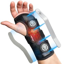 Neoprene Wrist Brace - Adjustable, Relieves Pain from Carpal Tunnel, Tendonitis, Arthritis & Sprains, Unisex, Day & Night Wear，Left hand,L/XL