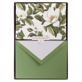 Magnolia Designer Cards by Graphique Luxe Collection, Silver Foil Embossed Stationary Boxed Set, 10 Blank Cards with 11 Envelopes, All Occasion Greetings, 5.25" x 3.8"