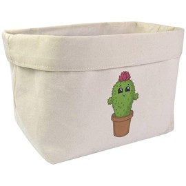 Large 'Smiling Potted Cactus' Canvas Organiser/Storage Bag (OR00018090)