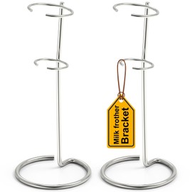 HOMEXUP Double Pack Milk Frother Stand, Suitable for Most Handheld Milk Frothers - Heavy Duty Premium Stand (Silver)