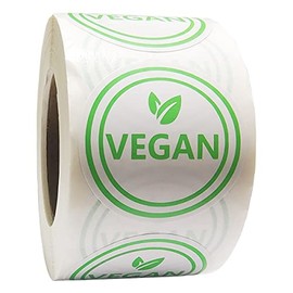 Vegan Food Rotation Labels,1.5 Inch Round Circle Dot Vegan Stickers(500 pcs per roll)