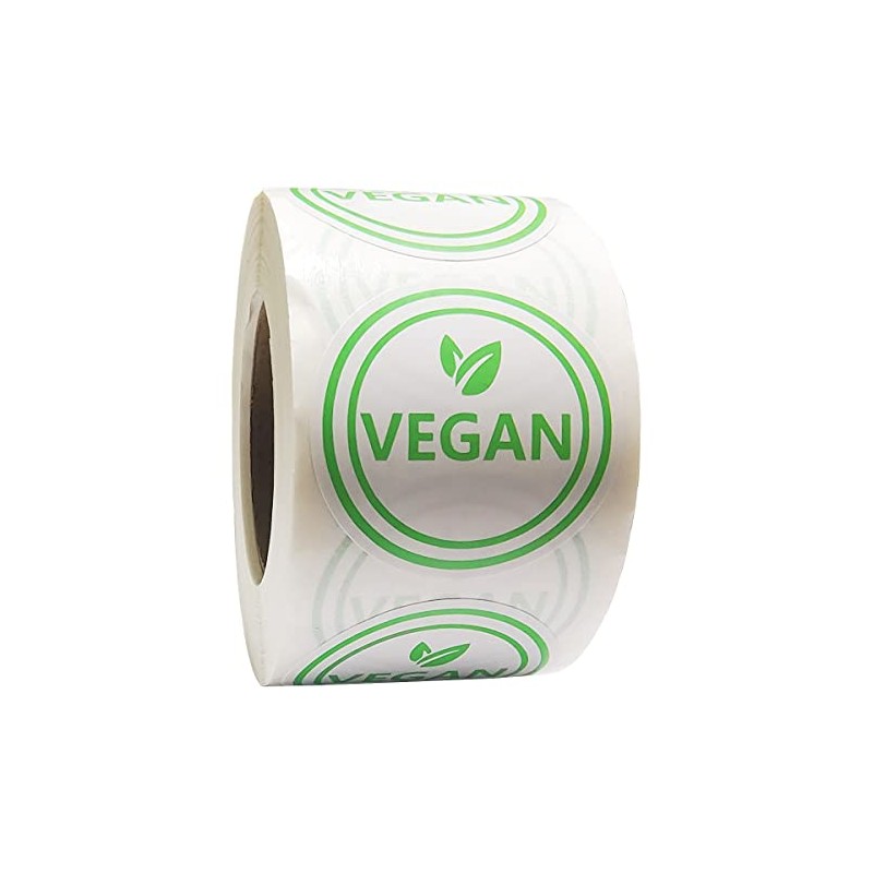 Vegan Food Rotation Labels,1.5 Inch Round Circle Dot Vegan Stickers(500