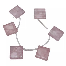 PremiumBead Natural Rose Quartz Brio Bead 8"Strand | 20x28x4mm | Pink | Briolette | 6 Beads