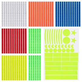 Bafiwu Bicycle Reflectors Set, 72 Pieces Colourful Bicycle Reflectors Spokes, 42 Fluorescent Green Reflectors Stickers, 360° Visibility Spoke Reflectors, Bike Accessories