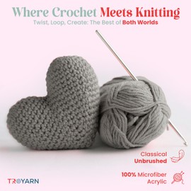 TROYARN Yarn for Crocheting & Knitting - 2 Skeins (2x383 Yds) - 100% Microfiber Acrylic Yarn - Coal Grey