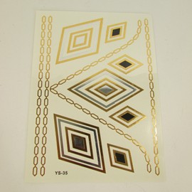 Yasi Metallic Boho Chains Fake Body Art Temporary Tattoo Sticker Gold Silver Black