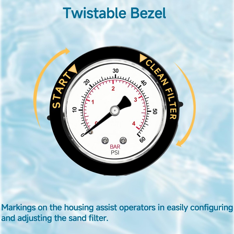 ECX2712B1 Pool Filter Pressure Gauge for Pen-tair Sand Filter, Pool