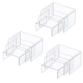 9 Pieces Transparent Acrylic Riser Display Stand, Acrylic Display Stand Shelf for Collectibles, Pops Figures, Jewellery, Cupcake, Dessert, Display Risers for Decorating (Three Sizes)