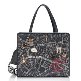 KARL LAGERFELD Paris Women's Handbags Satchel, Black Multi/Black, One Size