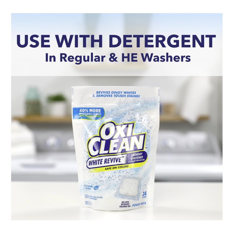 OxiClean White Revive Laundry Whitener and Stain Remover Power Paks,
