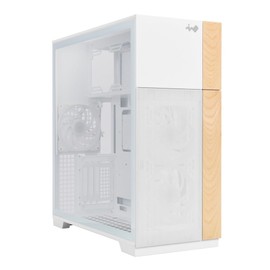 InWin F5 White E-ATX Full Tower Computer Case with Customizable Wooden Front Modular Bezels, Tempered Glass Panels, Ventilated Mesh Panels, and Offers Back Connect ATX Motherboard Support