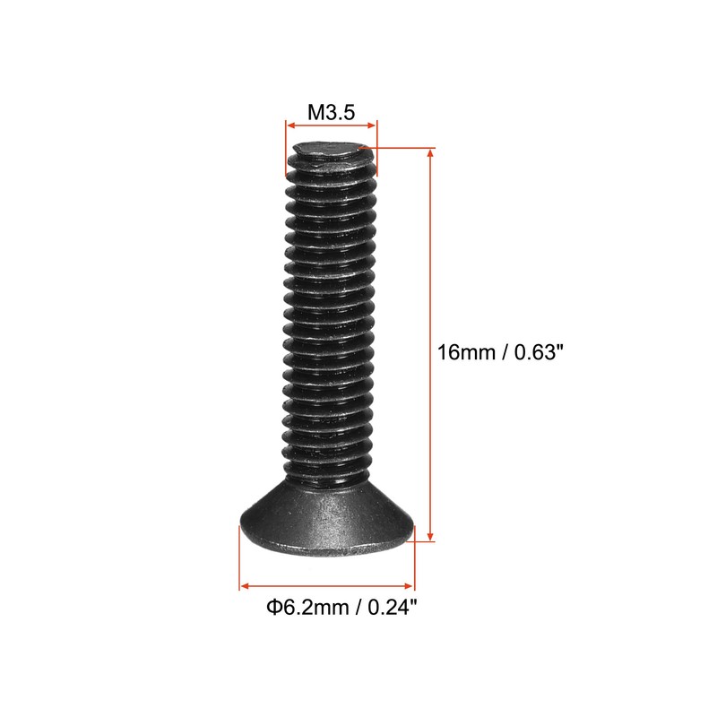 sourcing map M3.5 x 16mm Phillips Screw Fastener Black for