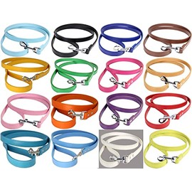 Vibrant Leather Dog Lead For Puppy, Dogs in 3 Sizes - For Small, Medium & Large Pet Bright Colour Leash (Hot Pink, Small (120cm x 1.5cm))