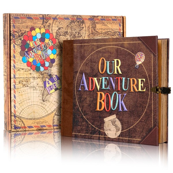 Scrapbook Photo Album,Our Adventure Book Scrapbook, 146 Pages Embossed Letter
