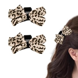 Leopard Print Bow Hair Claw Clip for Women Bowknow Hair Barrettes Leopard Bow Clips Cheetah Hairpin Bowknot Claw Clip Set for Girls Non Slip Claws Clamps Leopard Accessories 2pcs