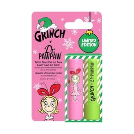 Dr. PawPaw The Grinch Set - Candy Cane and Peach Pink - Lip Scrub and Natural Lip Balm - Gluten Free Care to Exfoliate, Moisturize, Nourish - 2 pc