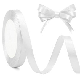 White Ribbon for Gift Wrapping 3/8 in 25 Yards White Satin Ribbon Floral Ribbon White Ribbon for Flower Bouquet White Ribbon for Hair Ribbon for Crafts Easter Ribbon White Christmas Ribbon Decor