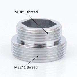 2pcs Metal Faucet Adaptor, 22mm Male Thread to 18mm Male Thread Brass Tap Aerator Connector for Bathroom Kitchen Water Purifier