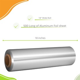 18 x 500 Heavy Duty Silver Aluminium Foil Roll | Premium Quality Kitchen Wrap for Grilling, Baking, Roasting and Food Storage | Durable and Versatile Aluminum Foil for Home and Professional Use