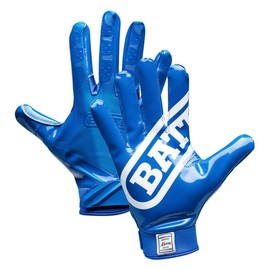 BATT Double Threat Receiver Football Gloves UltraTack Palm PerfectFit Material Reinforced Stitching 90-Day Durability Guarantee:_White_Adult_M