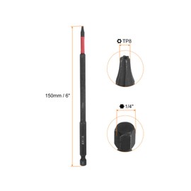 HARFINGTON 5pcs Impact Tough Torx Drill Bit T8 6" Length 1/4" Hex Shank S2 Steel Magnetic Insert Star 6 Point Head Screwdriver Bits