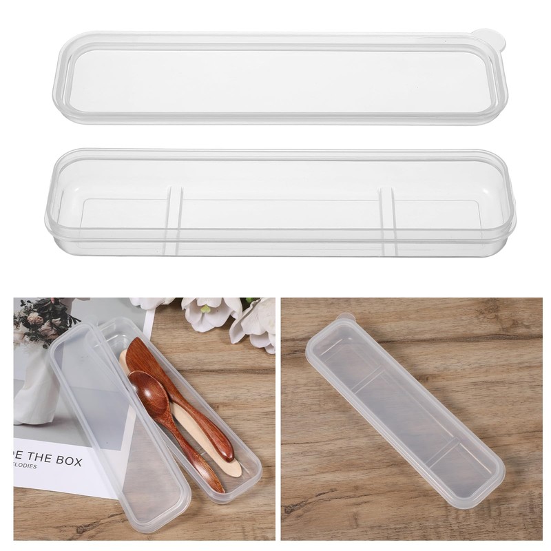 Utensil Holder for Lunch Box, 2 Pcs Clear Utensil Case