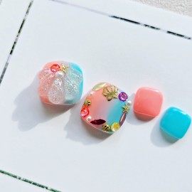 Embossed Shell Pedi Tips - Pedi Tip Full Set (10P) / 엠보쉘 페디팁 - 페디팁 전체세트 (10P)