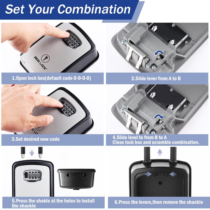 Iron Lock® XXL Key Lock Box Portable and Wall Mounted