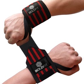 Boldfit Wrist Brace With Velcro Strips - Breathable And Adjustable Weight Lifting Wrist Wraps - Crossfit Wrist Wraps, Gym Accessories For Women And Men (Universal Size) (Red & Black)