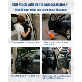 Universal Car Door Edge Protector w Hammer | Auto Anti-Scratch Edging Rubber Trim Stripe Guard | Weatherproof & Self-Installing (Black,10M)