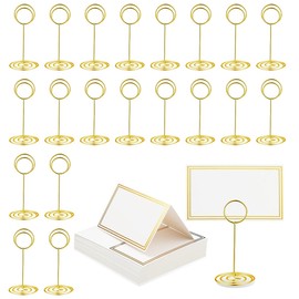 45pcs Table Number Holders Set, XingyLi 3.35 inch Gold Wedding Place Card Holder with Place Cards, Table Number Stands, Wire Memo Picture Photo Name Card Holders, Menu Clips for Party Banquet Office